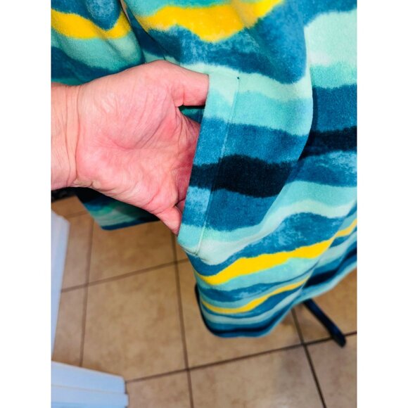 Lands End Womens Cozy Fleece Pullover Dress S/P Bright Stripe Pattern Travel - Picture 11 of 12